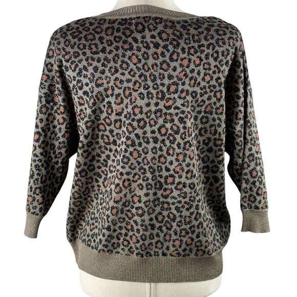 Like new! By Anthropologie Leopard Print Three-Quarter Sleeve Sweater Si… - Picture 4 of 12